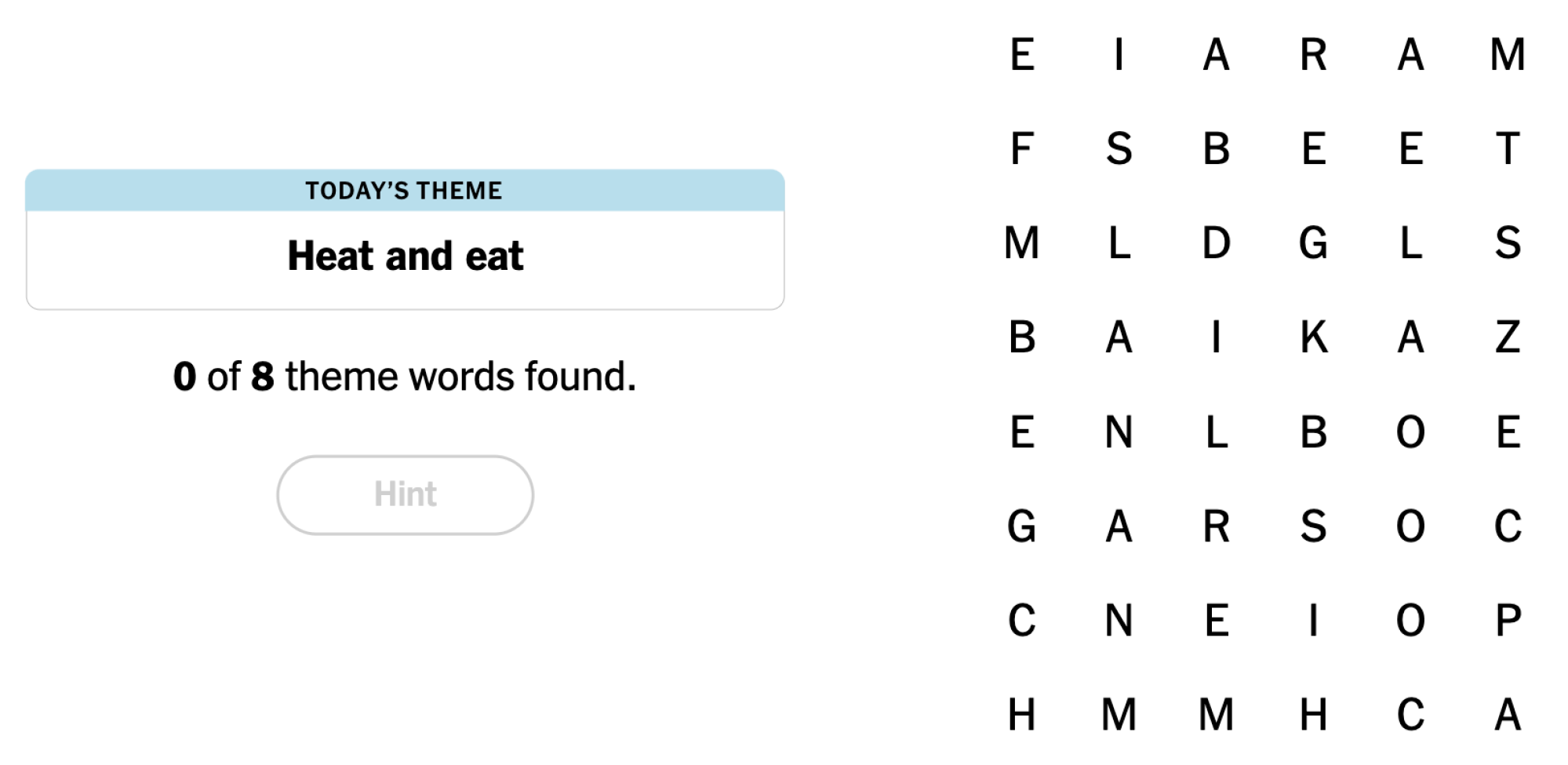 NYT Strands Board pour le 2 juillet 2024: chauffer et manger.