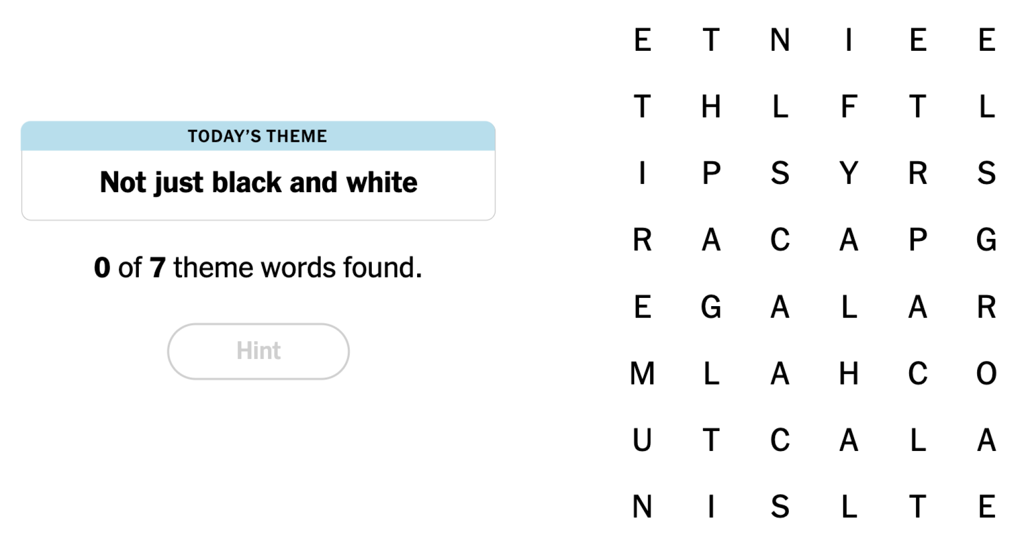NYT Strands Board pour le 7 juillet 2024: Pas seulement en noir et blanc