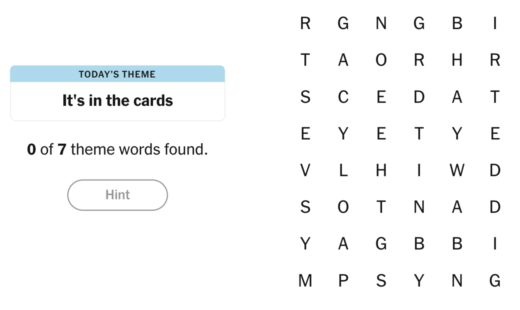 NYT Strands Board pour le 13 février 2025: C'est dans les cartes.