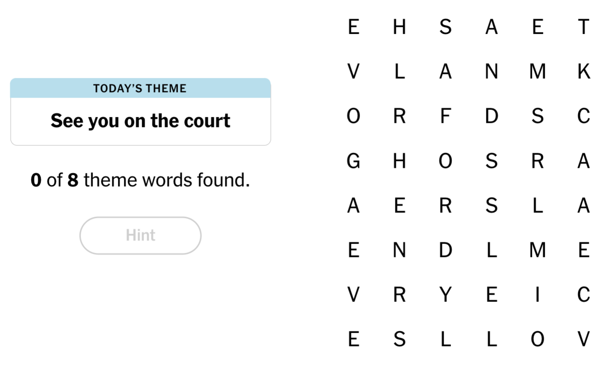 NYT Strands Board pour le 26 août 2024: Rendez-vous sur le terrain.