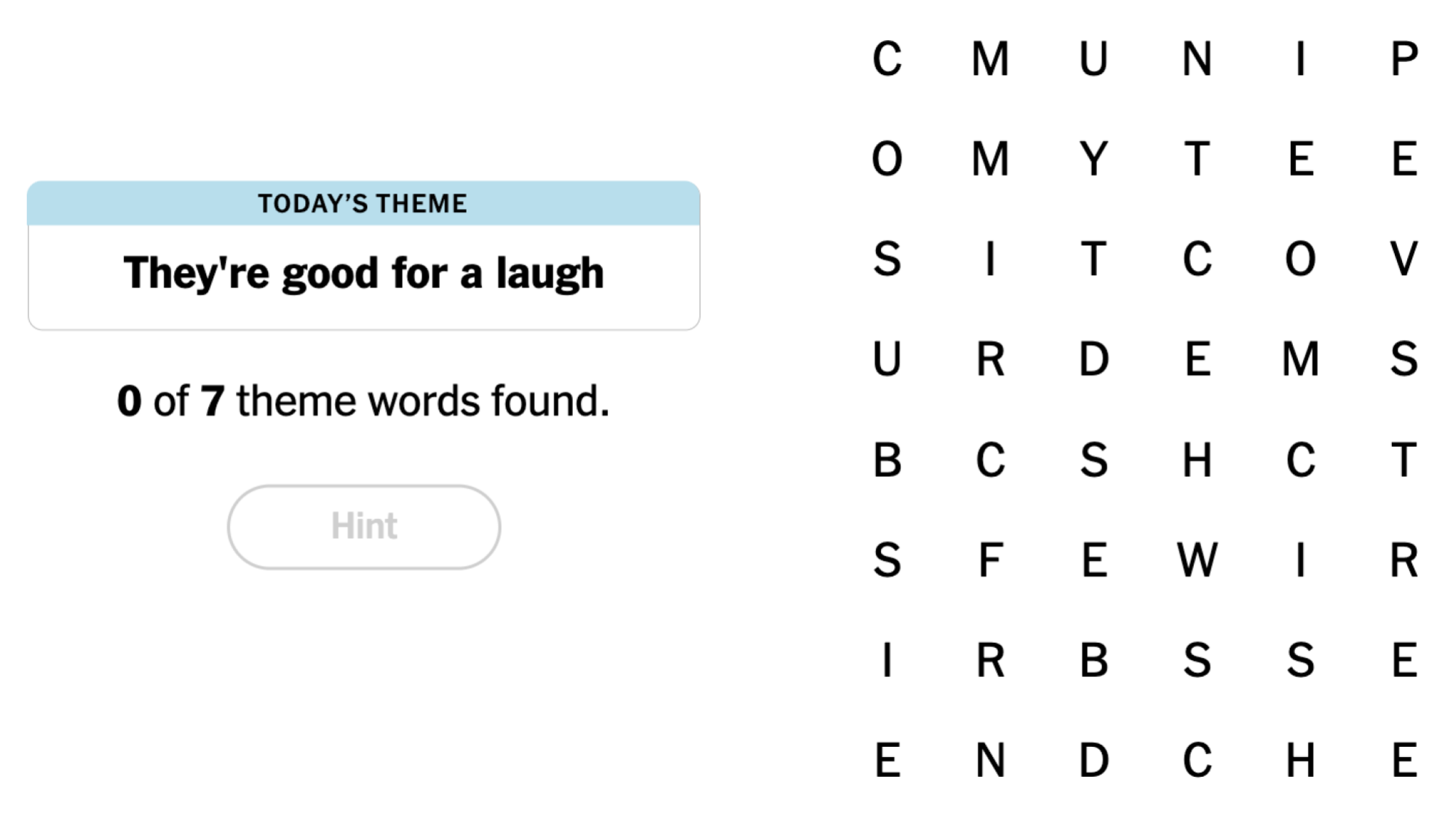 NYT Strands Board pour le 20 juin 2024: Ils sont bons pour rire.