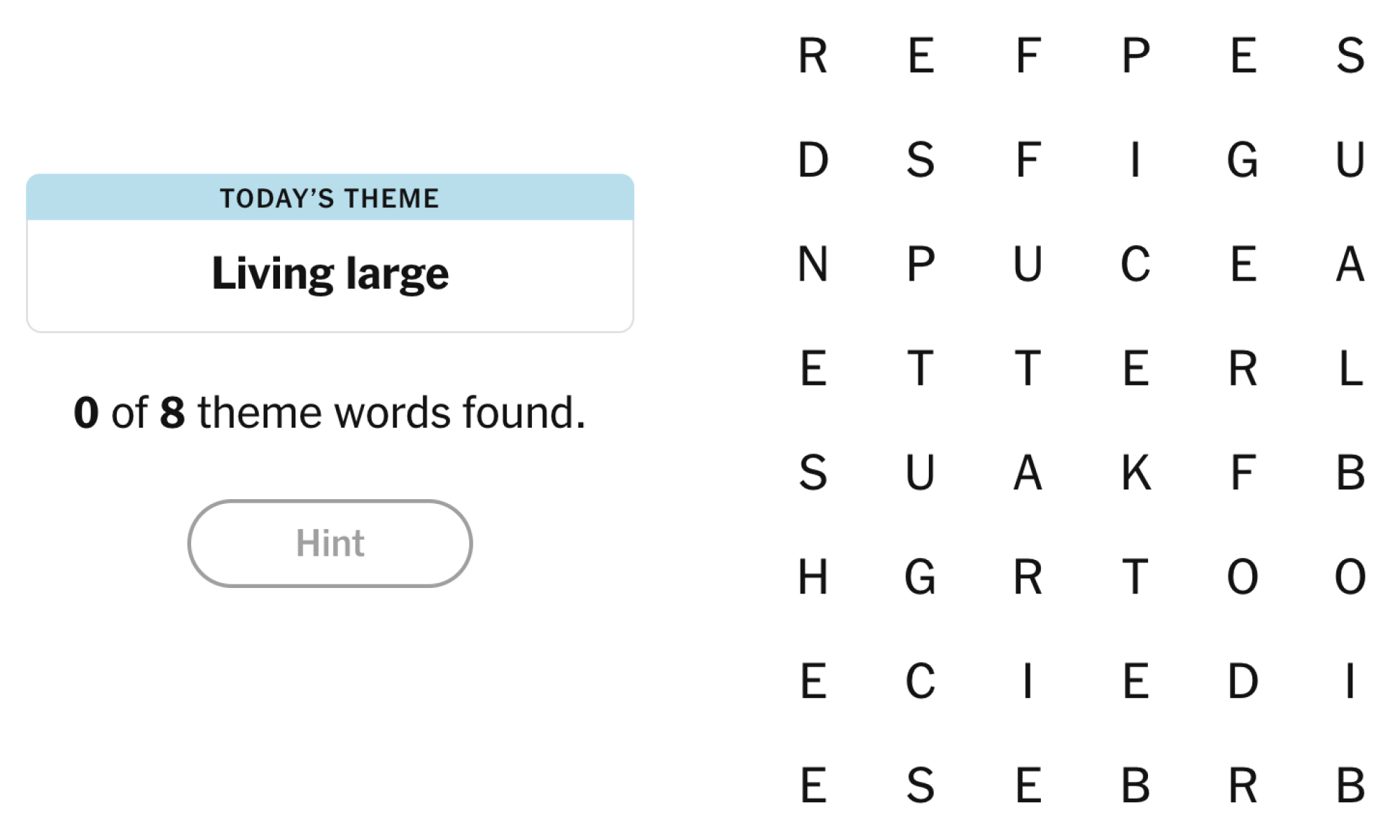 NYT Strands Board pour le 27 février 2025: Vivre grand.