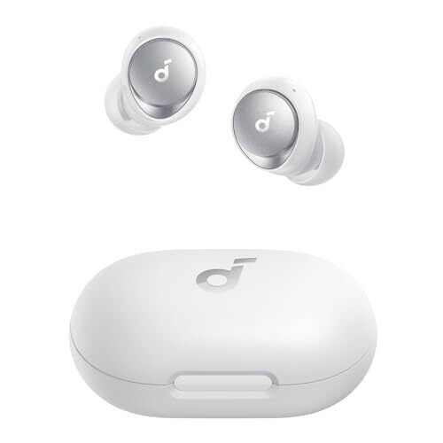 SoundCore par Anker Space A40 Auto-ajusté actif ACTIVE ACCORTEMENT CORPLES ELÉBUDS WIRESS, Réduisez le bruit jusqu'à 98%, 50h du temps de jeu, ajustement confortable, personnalisation des applications, charge sans fil (blanc)
