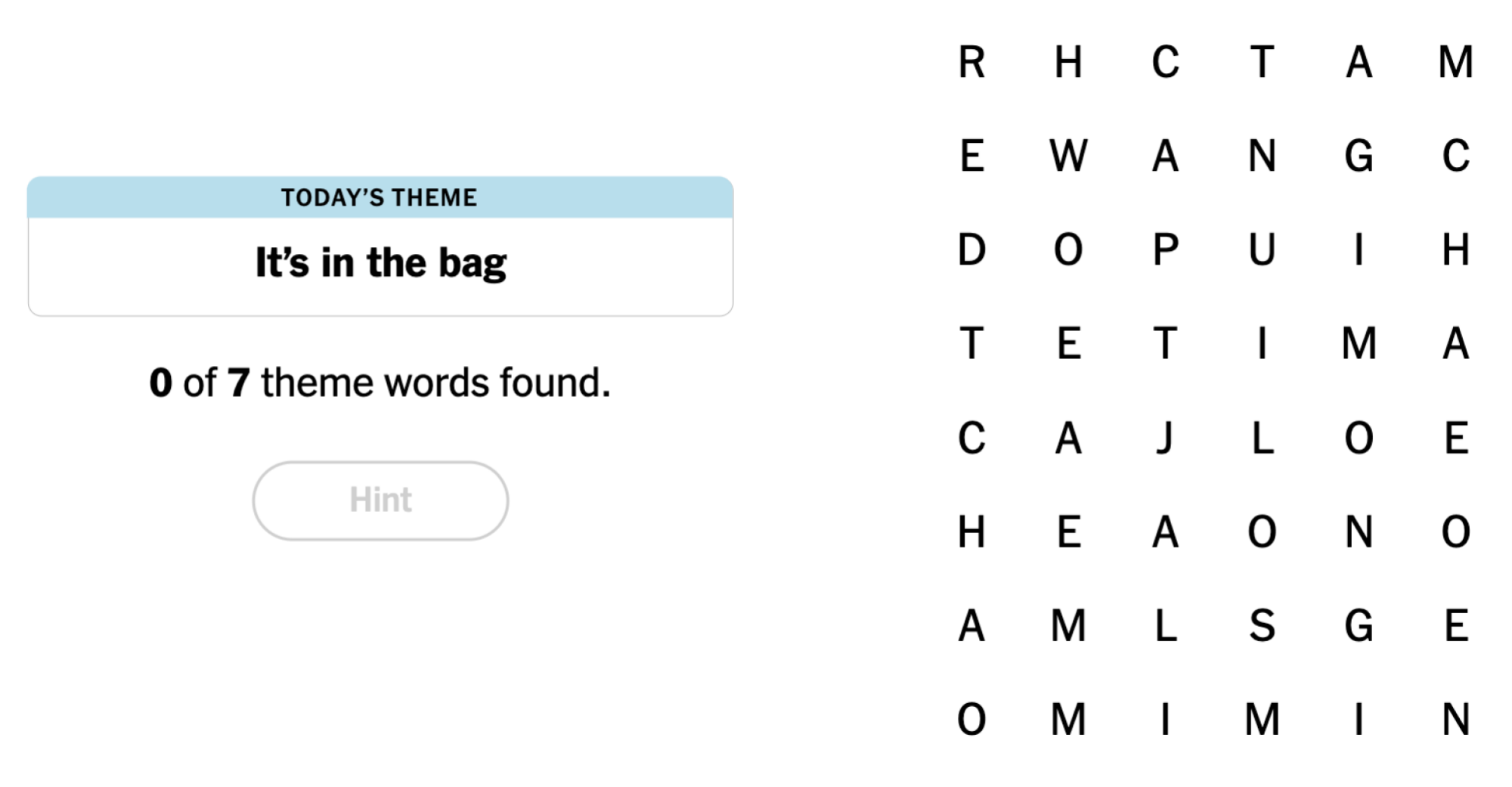 NYT Strands Board pour le 16 juin 2024: C'est dans le sac.