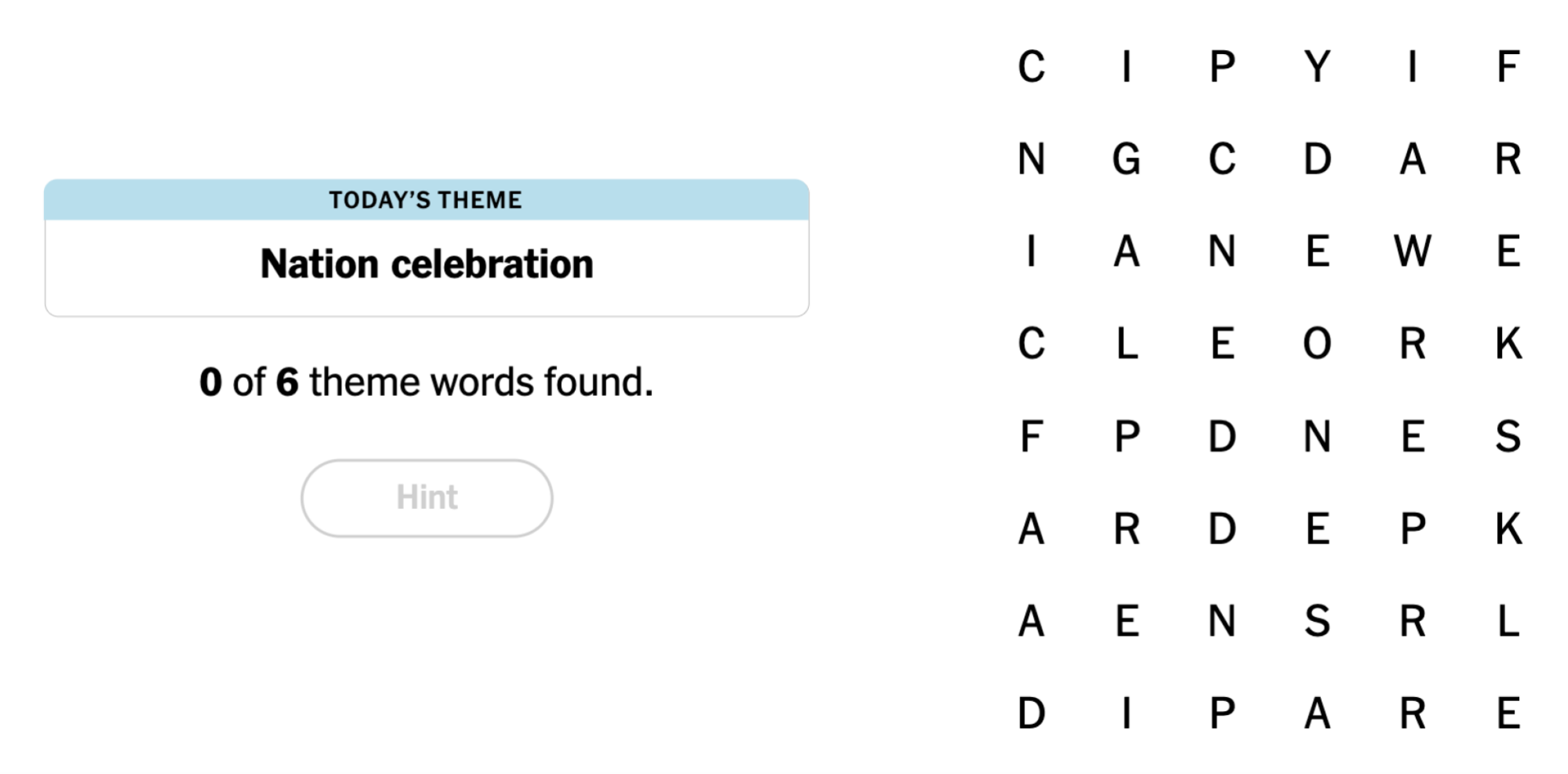 NYT Strands Board pour le 4 juillet 2024: Célébration de la nation.