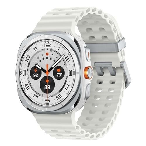 Samsung Galaxy Watch Ultra 47mm LTE AI Smartwatch avec score d'énergie, conseils de bien-être, suivi de la fréquence cardiaque, surveillance du sommeil, tracker de fitness, GPS, 2024, Titanium White (version américaine, garantie du fabricant 1 an