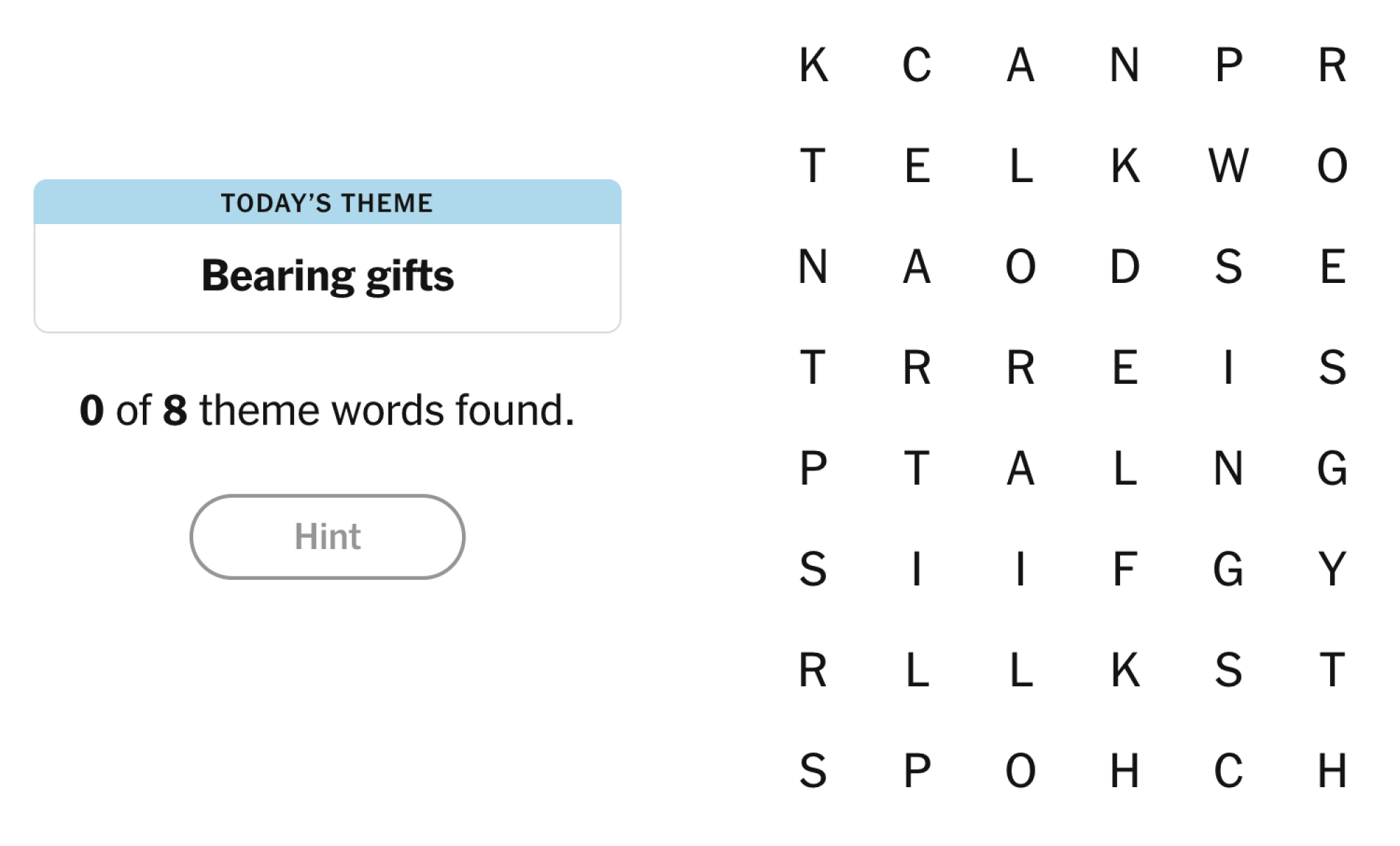 NYT Strands Board pour le 12 mars 2025: Portage de cadeaux.