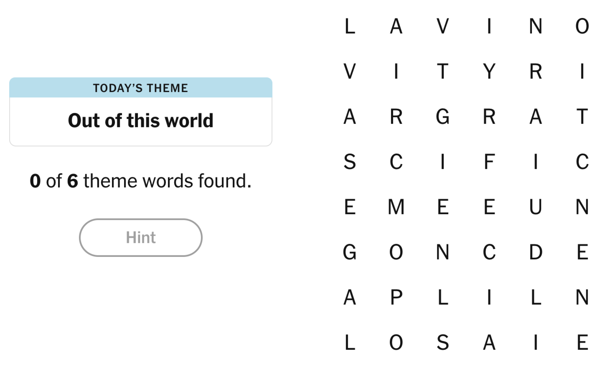 NYT Strands Board pour le 8 avril 2025: hors de ce monde.