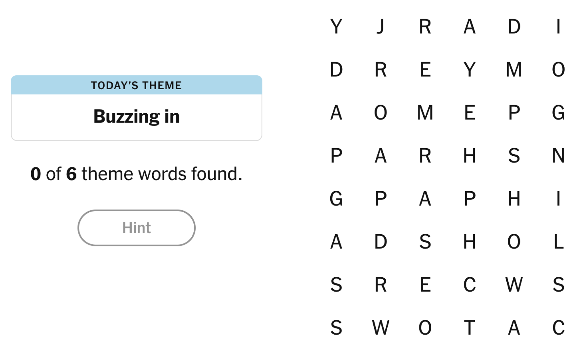NYT Strands Board pour le 11 avril 2025: bourdonnant.