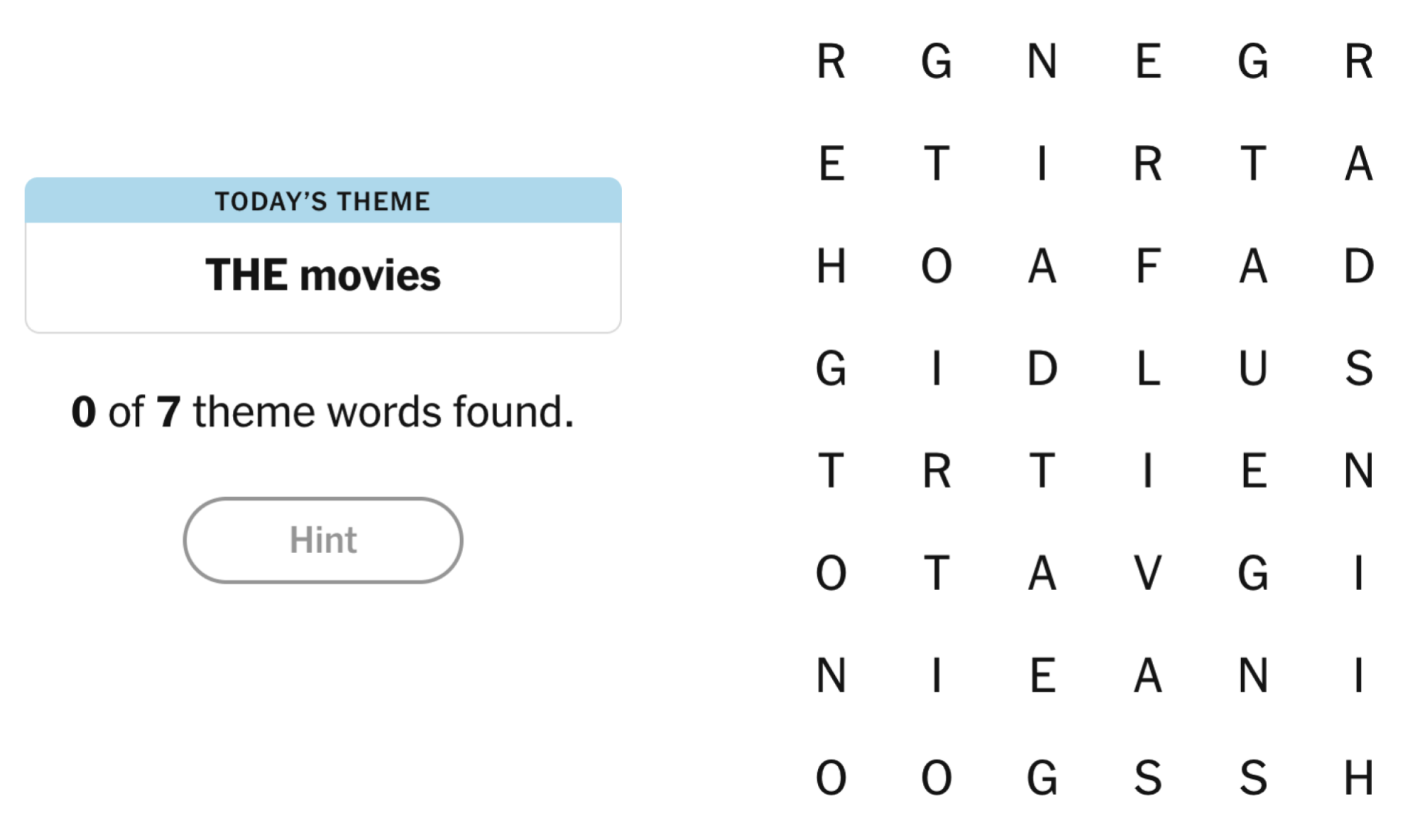 NYT Strands Board pour le 17 avril 2025: les films.