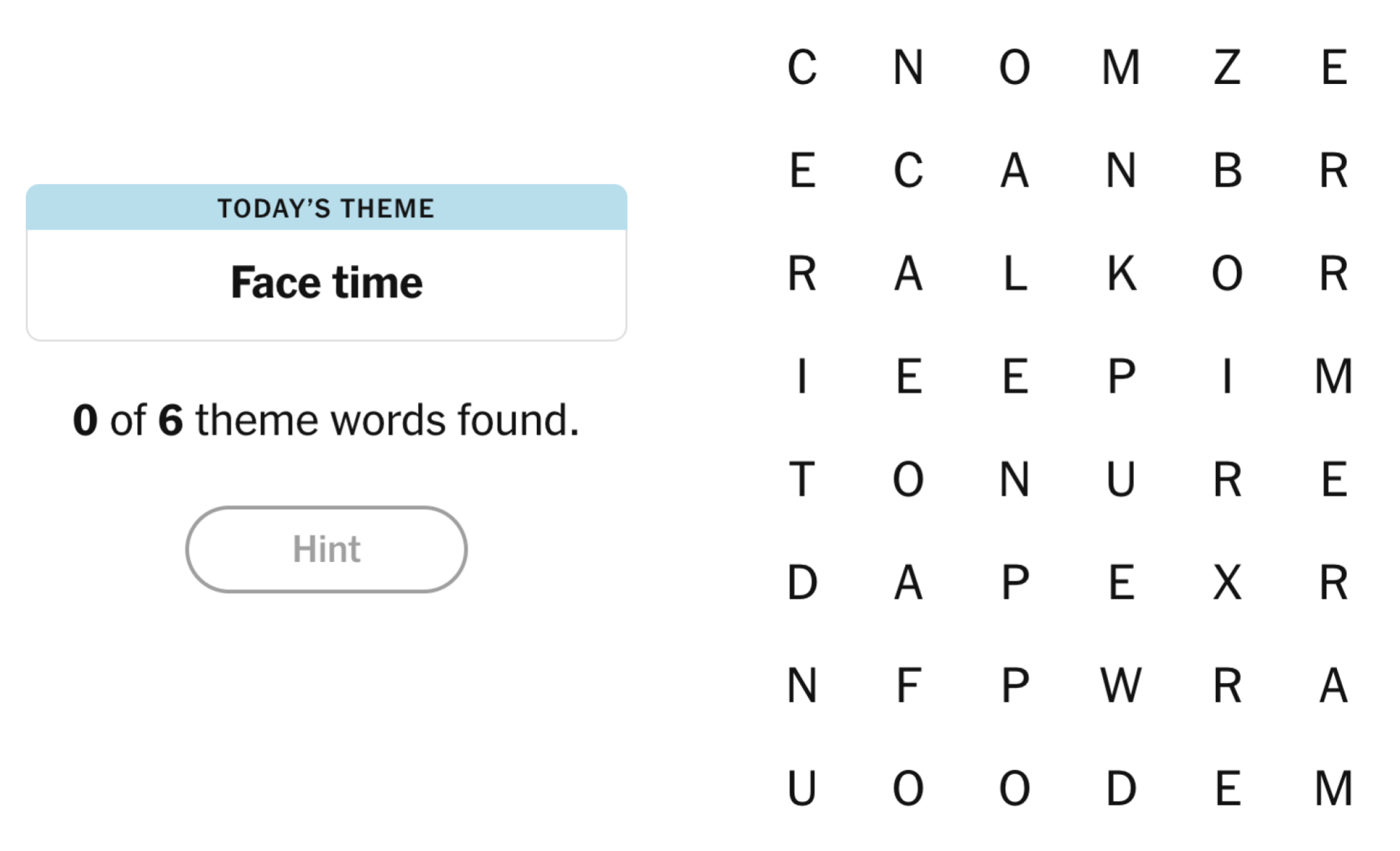 NYT Strands Board pour le 26 avril 2025: Temps de face.