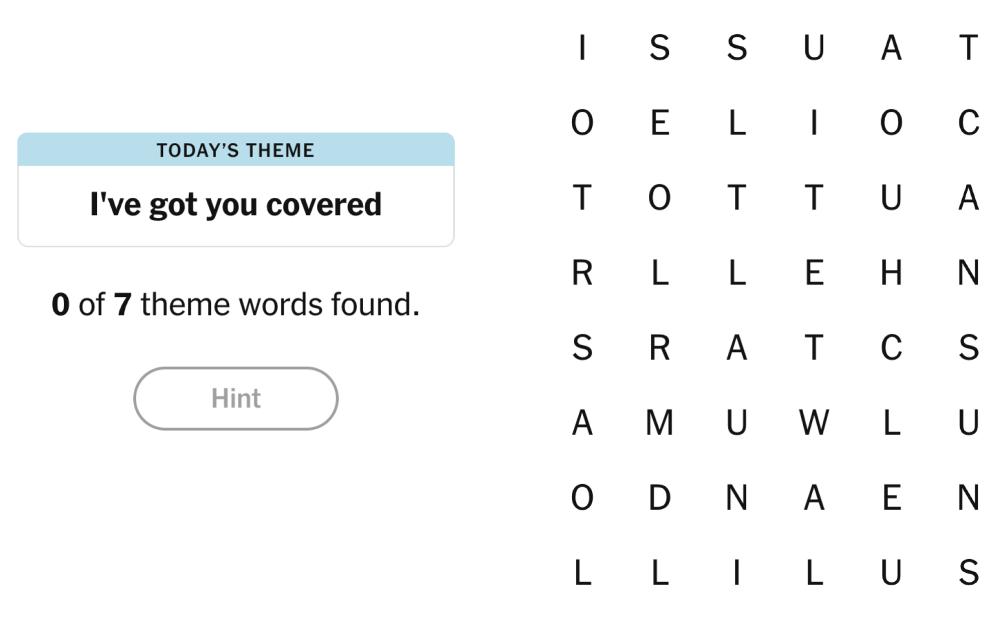 NYT Strands Board pour le 29 avril 2025: Je vous ai couvert.
