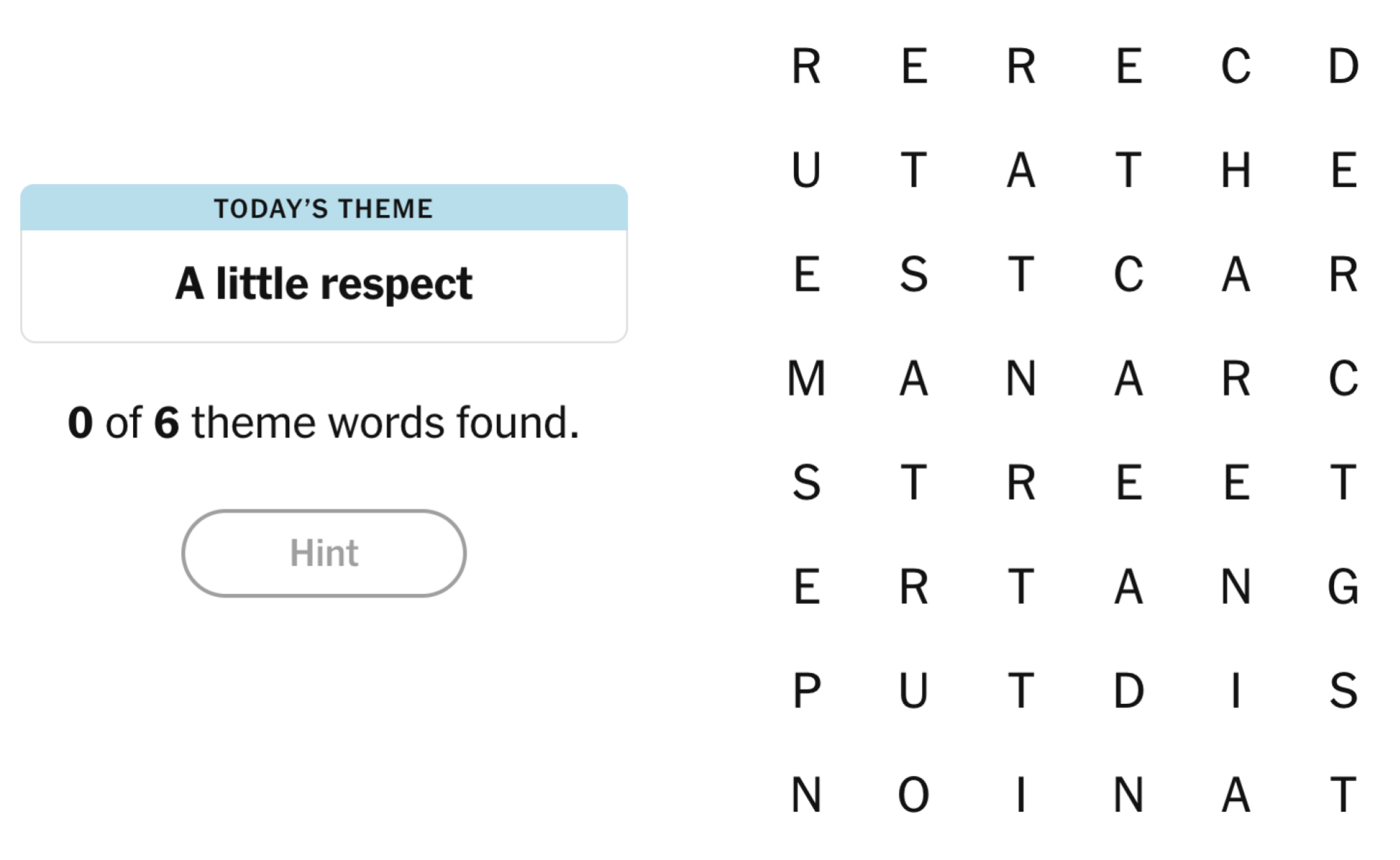 NYT Strands Board pour le 12 mai 2025: un peu de respect.