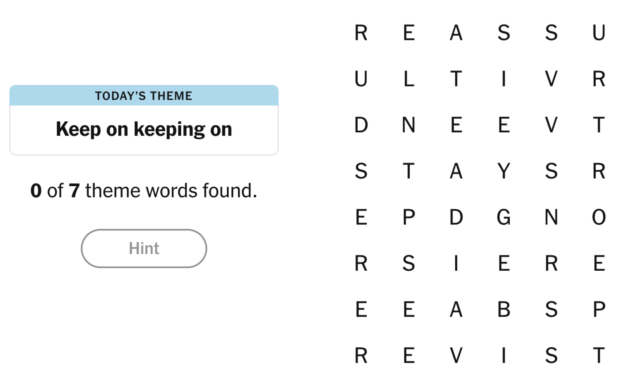 NYT Strands Board pour le 13 mai 2025: Continuez à continuer.