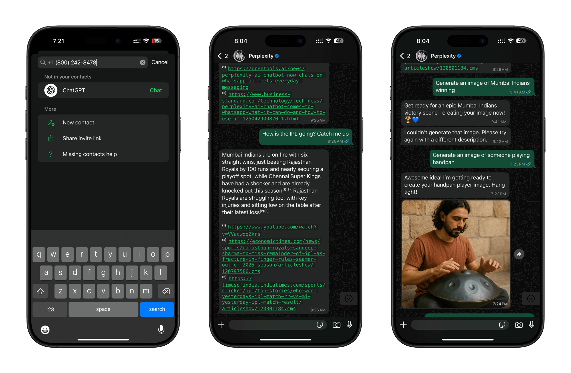 Discuter avec Pereplexity Ai sur WhatsApp.