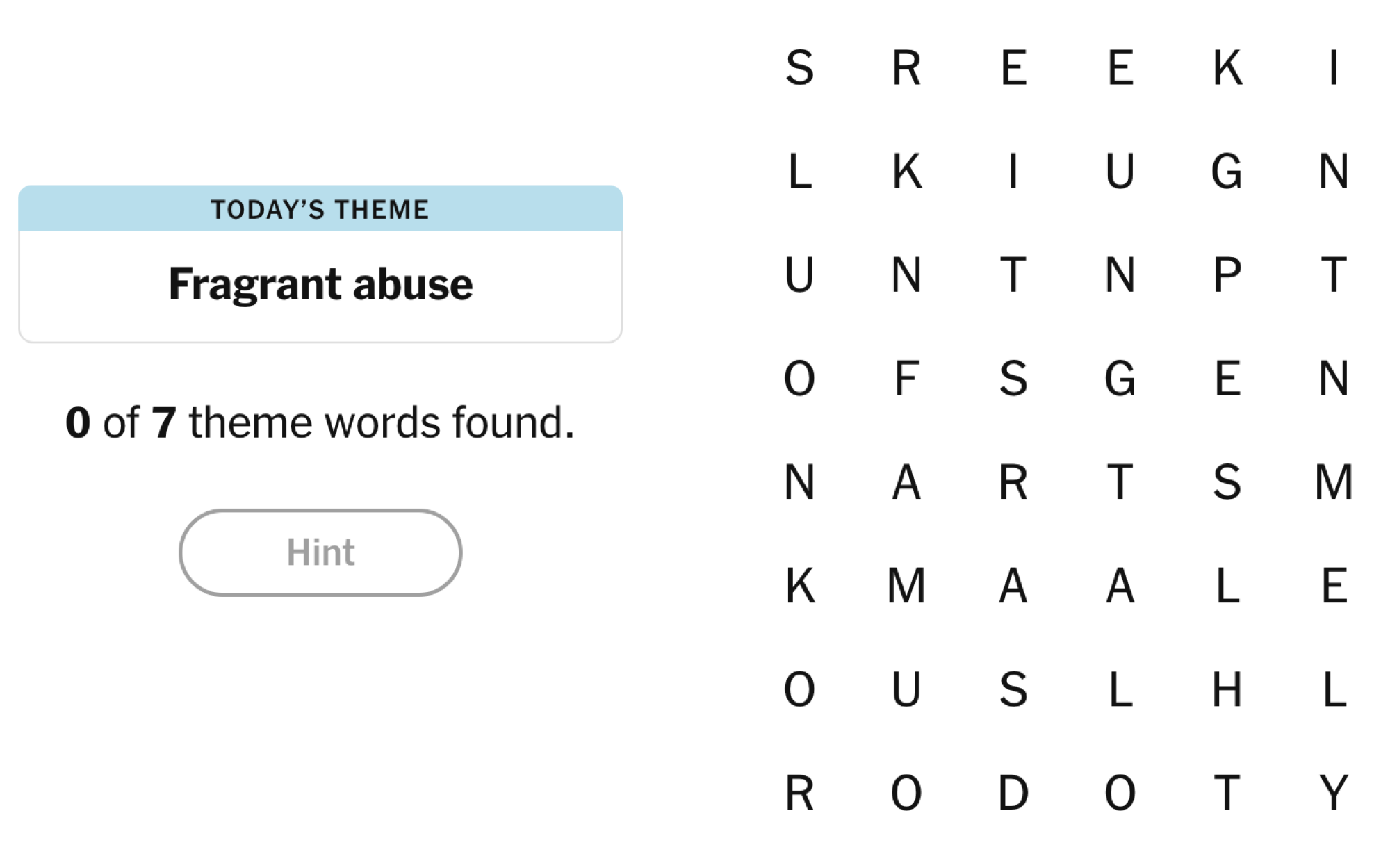 NYT Strands Board pour le 22 juin 2025: abus parfumé.