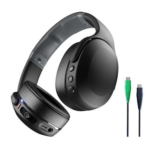 Skullcandy Crusher EVO Over-Ear Wireless Headphones avec basse sensorielle avec câble de charge, batterie de 40 heures, microphone, fonctionne avec des appareils iPhone Android et Bluetooth - noir