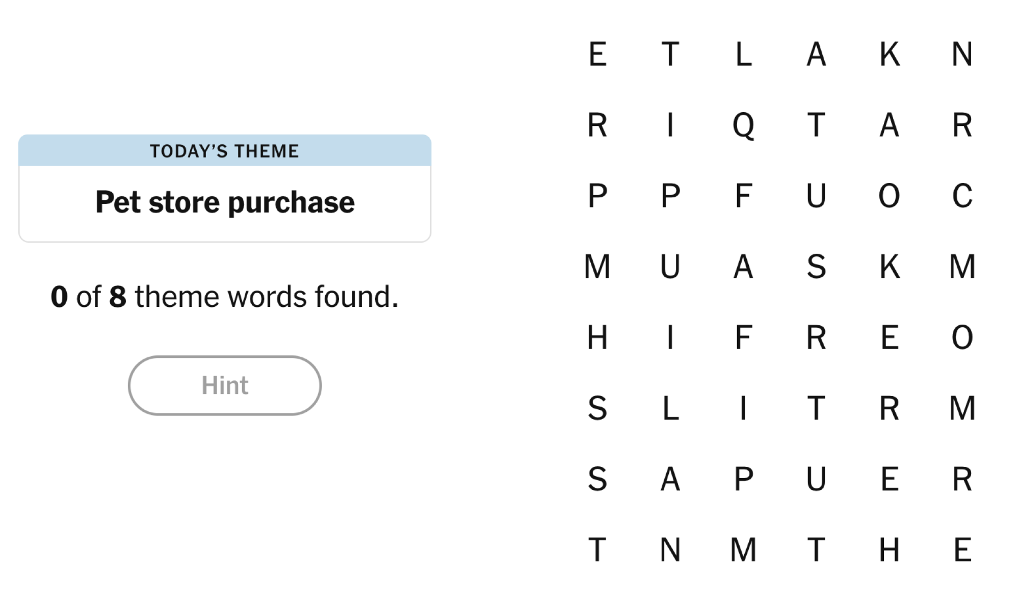NYT Strands Board pour le 22 juillet 2025: achat de magasin d'animaux de compagnie.