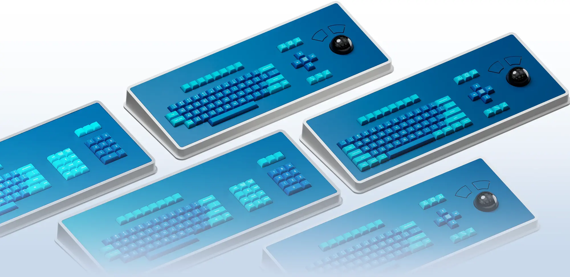 Réplique du clavier de licenciement dans différentes dispositions