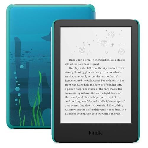 New Amazon Kindle Kids (16 Go) - S'il se casse, nous le remplacerons, comprend des livres sans publicité et une couverture, avec un affichage sans regard, des tours de page plus rapides - Ocean Explorer