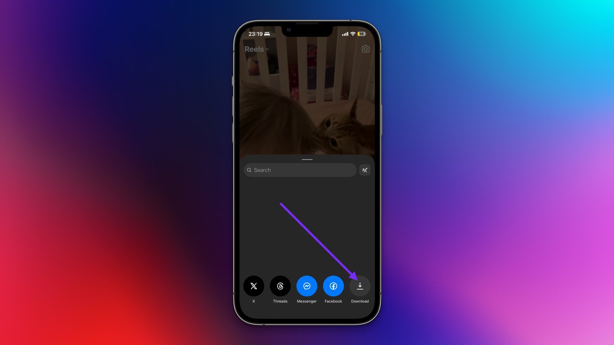 Téléchargement une vidéo Instagram à partir de son application iPhone.