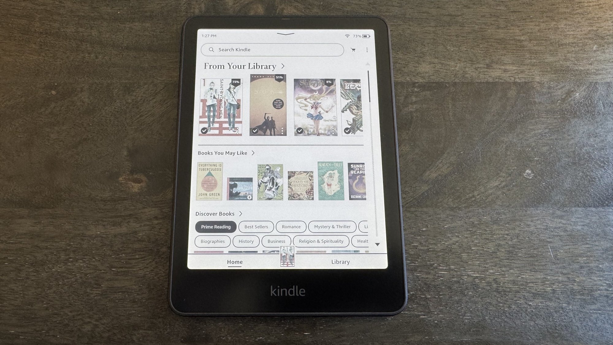 Page de bibliothèque Kindle Colorsoft