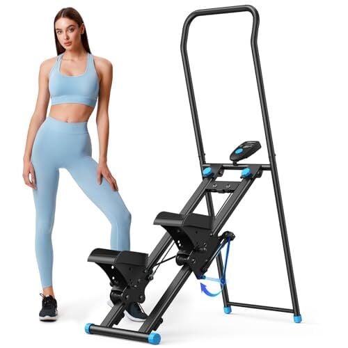 Merach Stair Stepper for Home Gym Exercise, nouvelle version Version Machine de grimpeuse verticale pour l'entraînement complet du corps, le grimpeur de cardio pliant compact avec une plage d'étape prolongée, un guidon réglable et des pédales