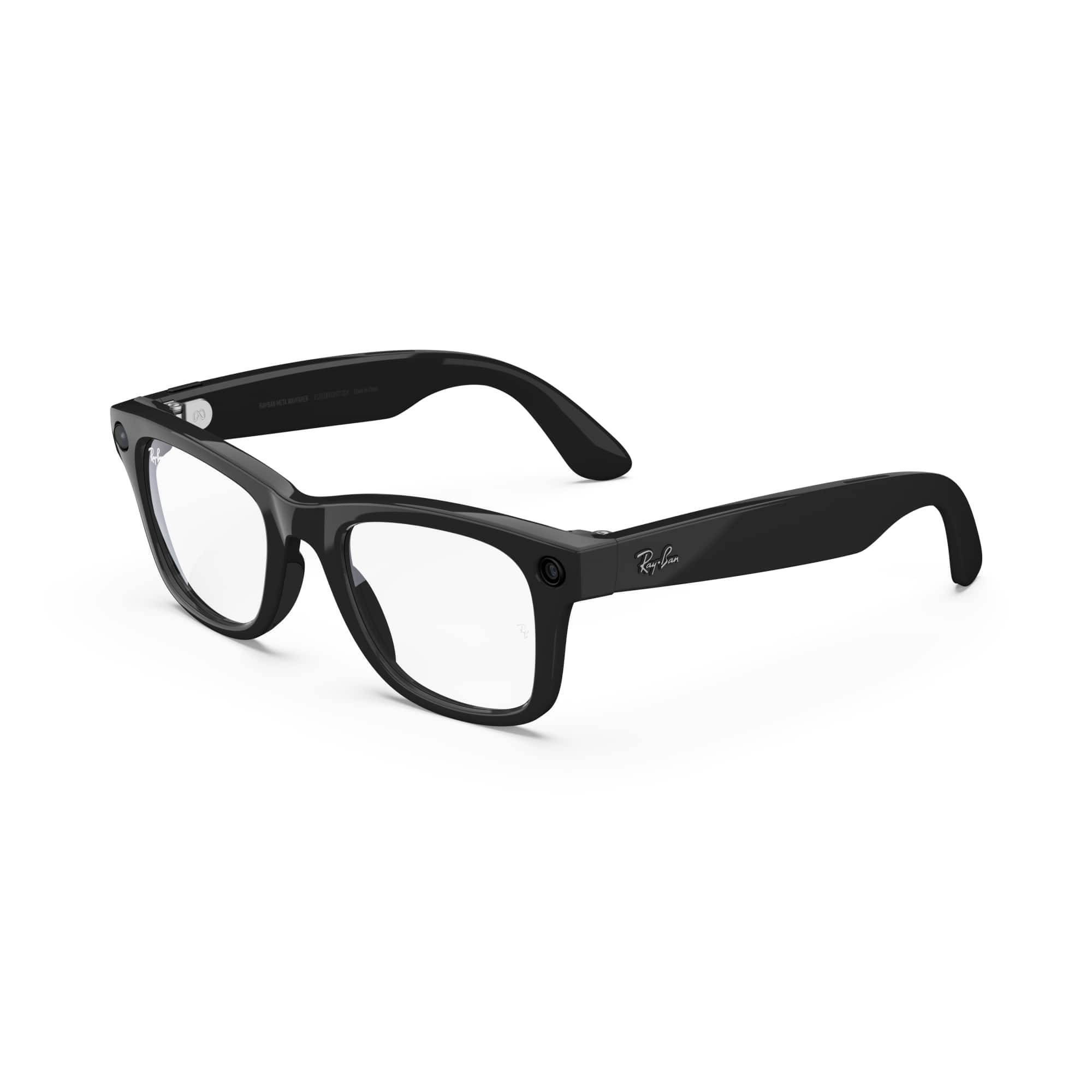 Ray-Ban Meta Wayfarer Lunes avec Meta Ai (Lentins transparents, noir brillant)