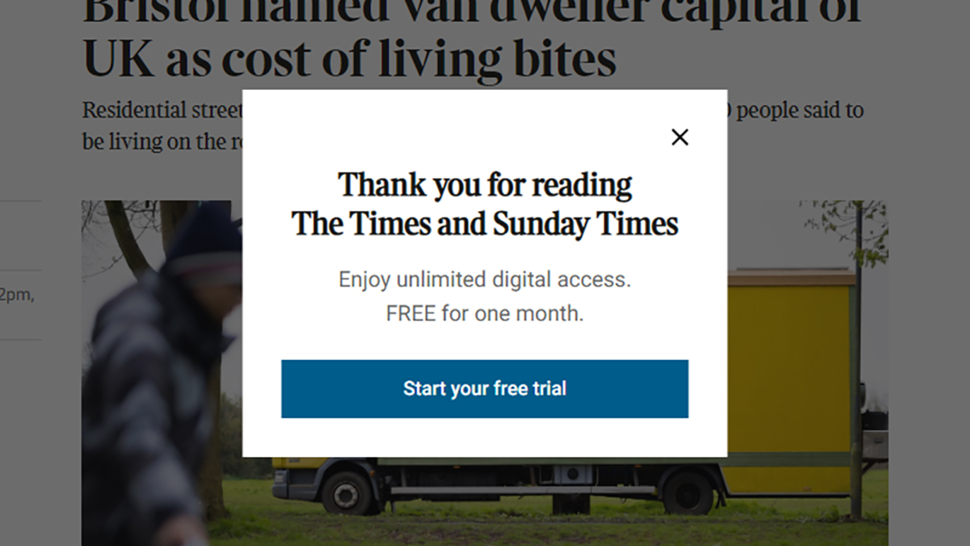 Boîte de dialogue Paywall
