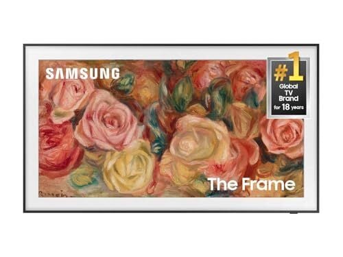 SAMSUNG Téléviseur intelligent QLED 4K LS03D The Frame Series Quantum HDR avec Dolby Atmos, mode artistique, antireflet, cadre personnalisable, support mural fin avec Alexa intégré (QN75LS03D, modèle 2024)
