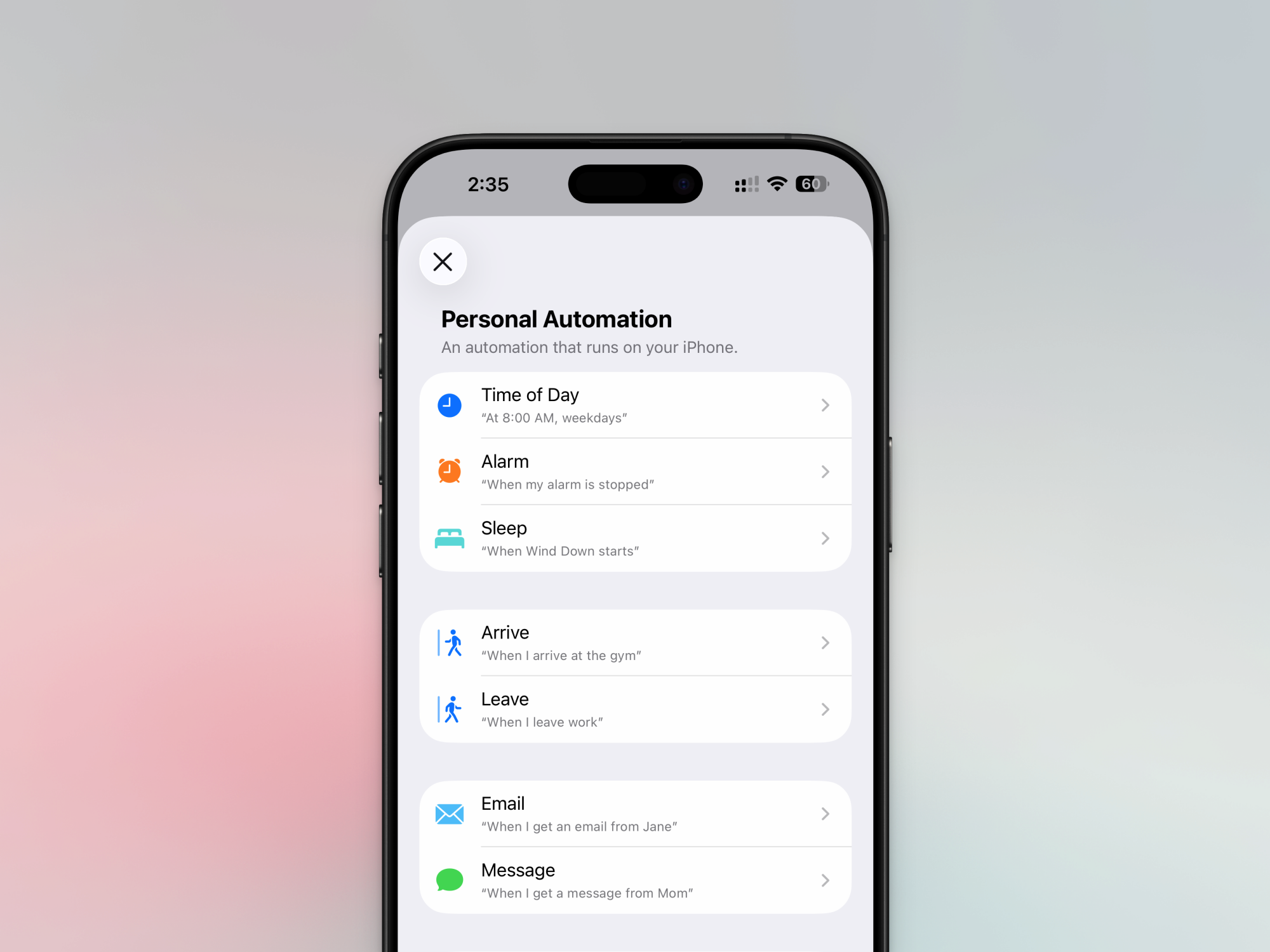 Automatisations personnelles iPhone