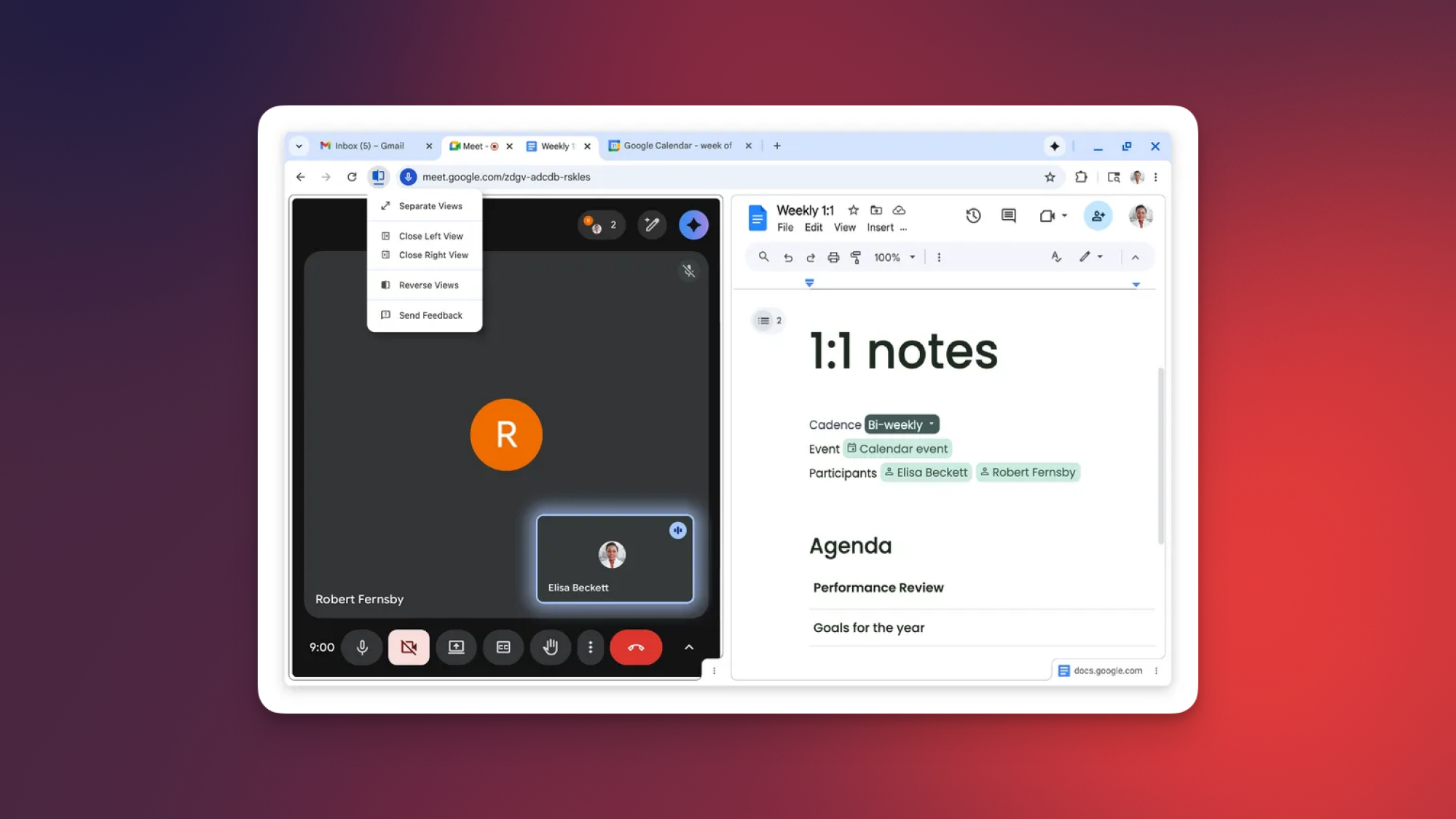 Fonctionnalité Split View de Chrome.