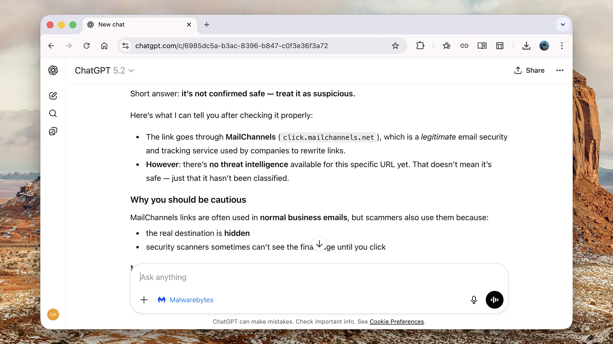 Malwarebytes dans ChatGPT