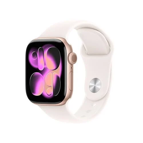 Montre intelligente GPS Apple Watch Series 11 de 42 mm (boîtier en aluminium or rose, bracelet sport rose pâle)