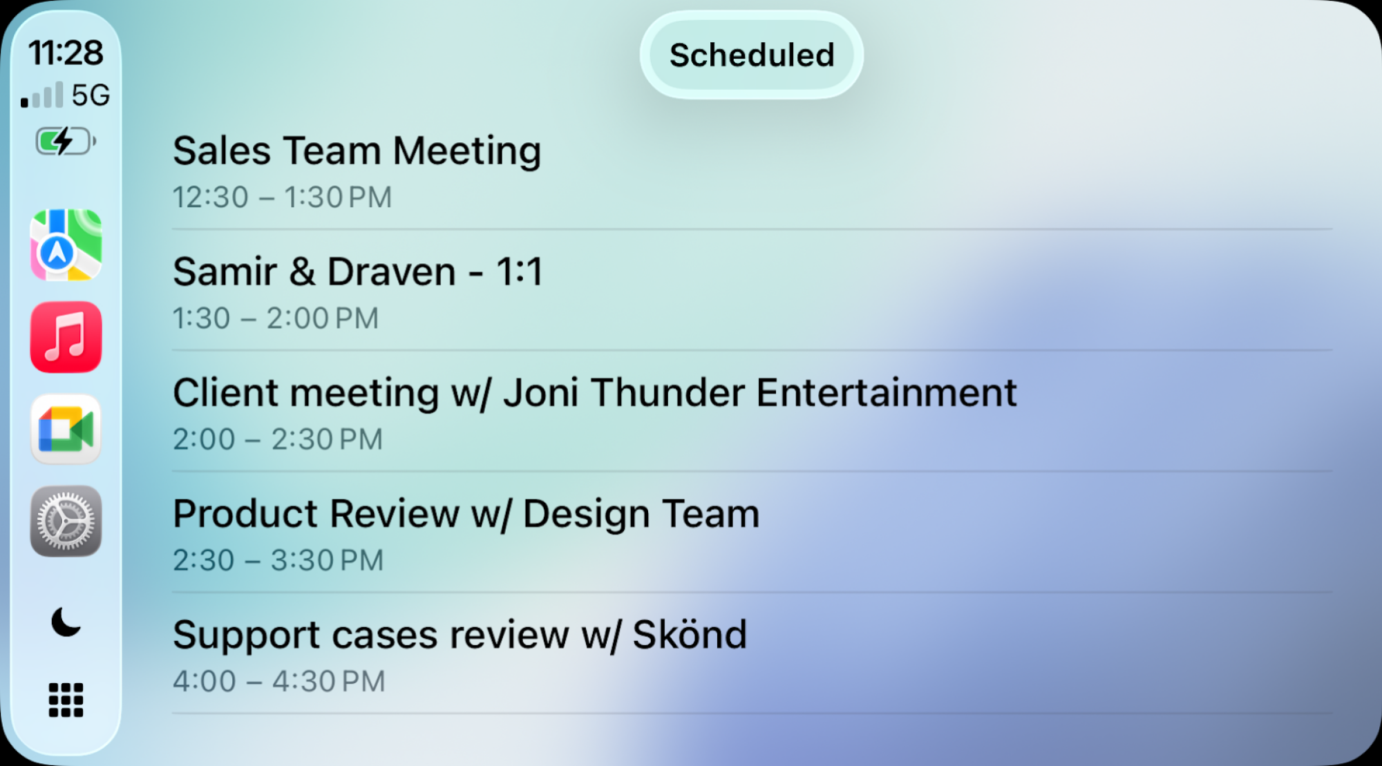 calendrier des appels Google Meet