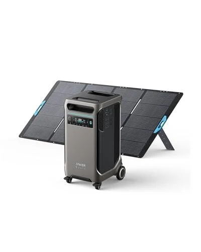 Centrale électrique portable Anker SOLIX F3800 avec panneau solaire 400 W, batterie LiFePO4 3840 Wh, sortie AC 6000 W avec 120 V/240 V, générateur solaire pour usage domestique, camping-car, urgences, pannes de courant, camping en plein air
