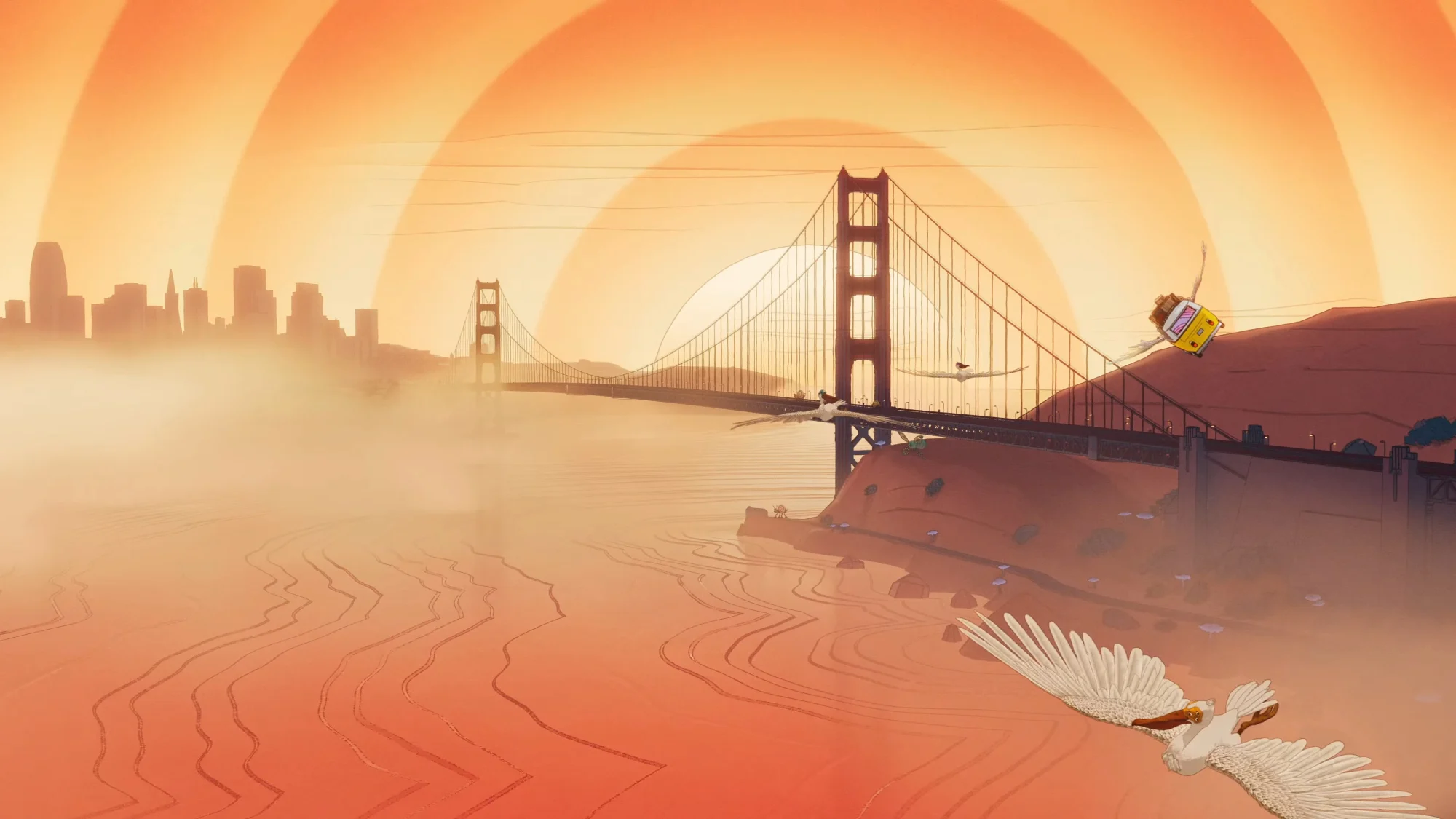 le pont du Golden Gate dans l'animation d'Apple