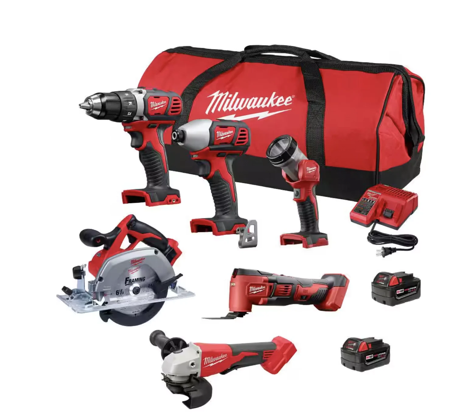 Kit combiné Milwaukee de 18 volts et six outils