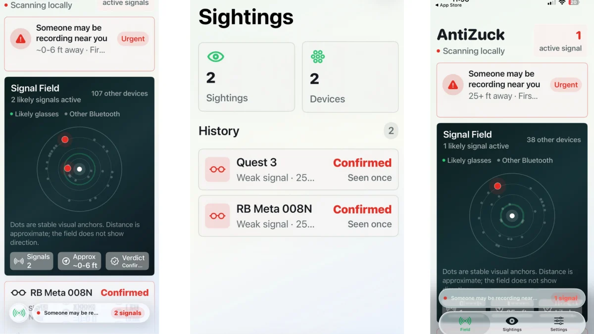 Cette application peut aider à détecter quand quelqu'un près de chez vous porte des méta-lunettes