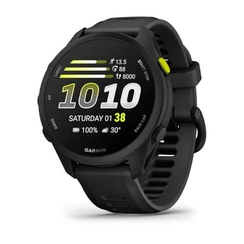 Garmin Forerunner® 70, montre intelligente de course GPS facile à utiliser, mesures d'entraînement avancées et informations de récupération, jusqu'à 13 jours d'autonomie de la batterie, noir