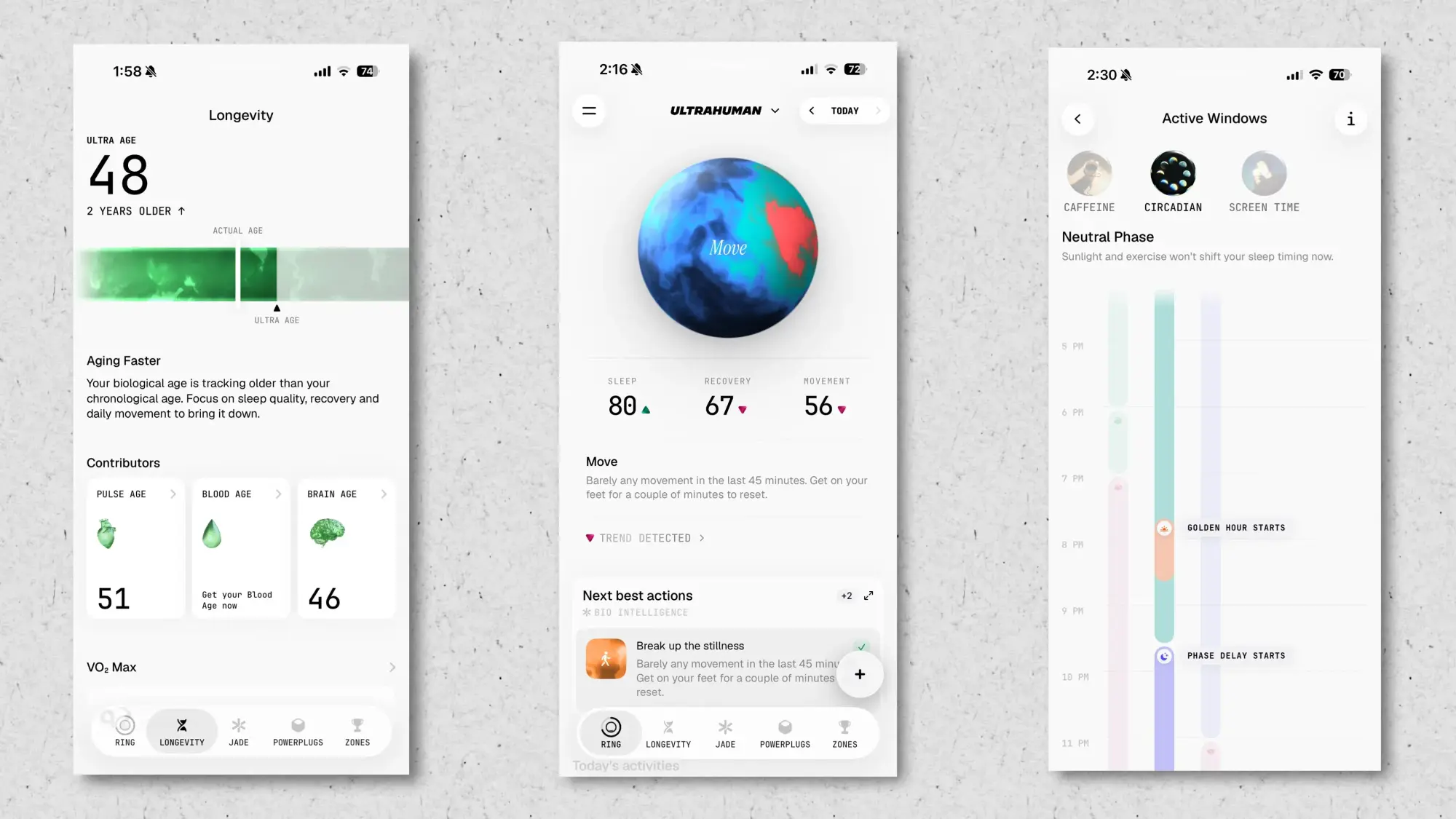 Captures d'écran de l'application Ultrahuman