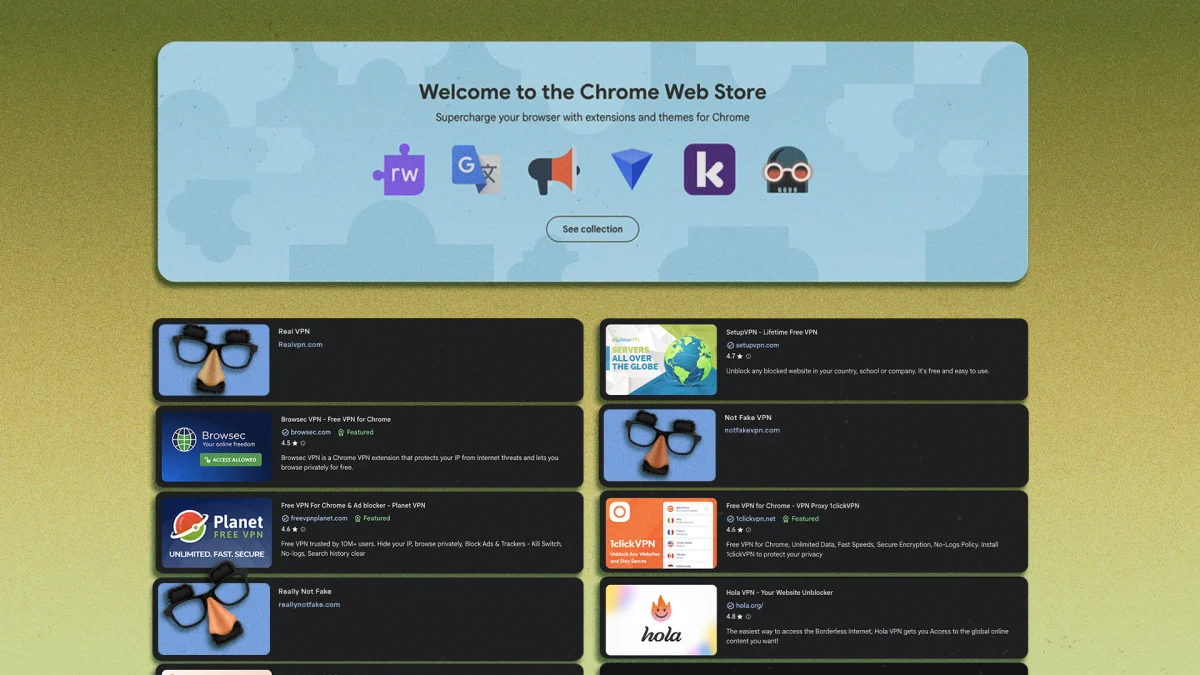 Des centaines de faux VPN inondent le Chrome Web Store